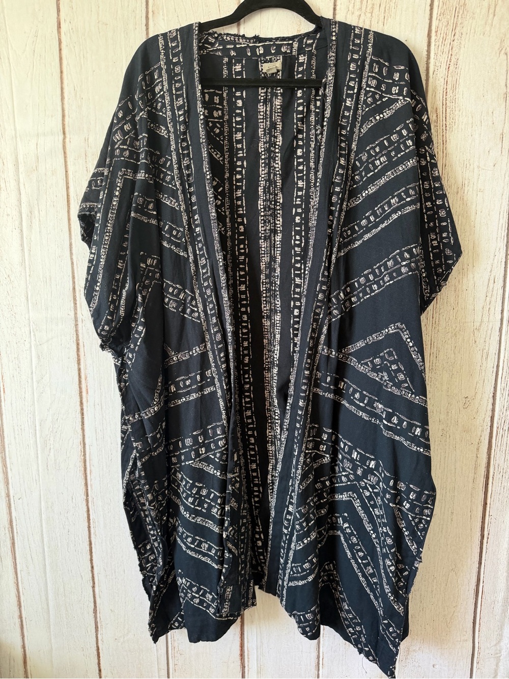 Ecoté Cotton Linen Geometric Pattern Kimono Wrap One Size